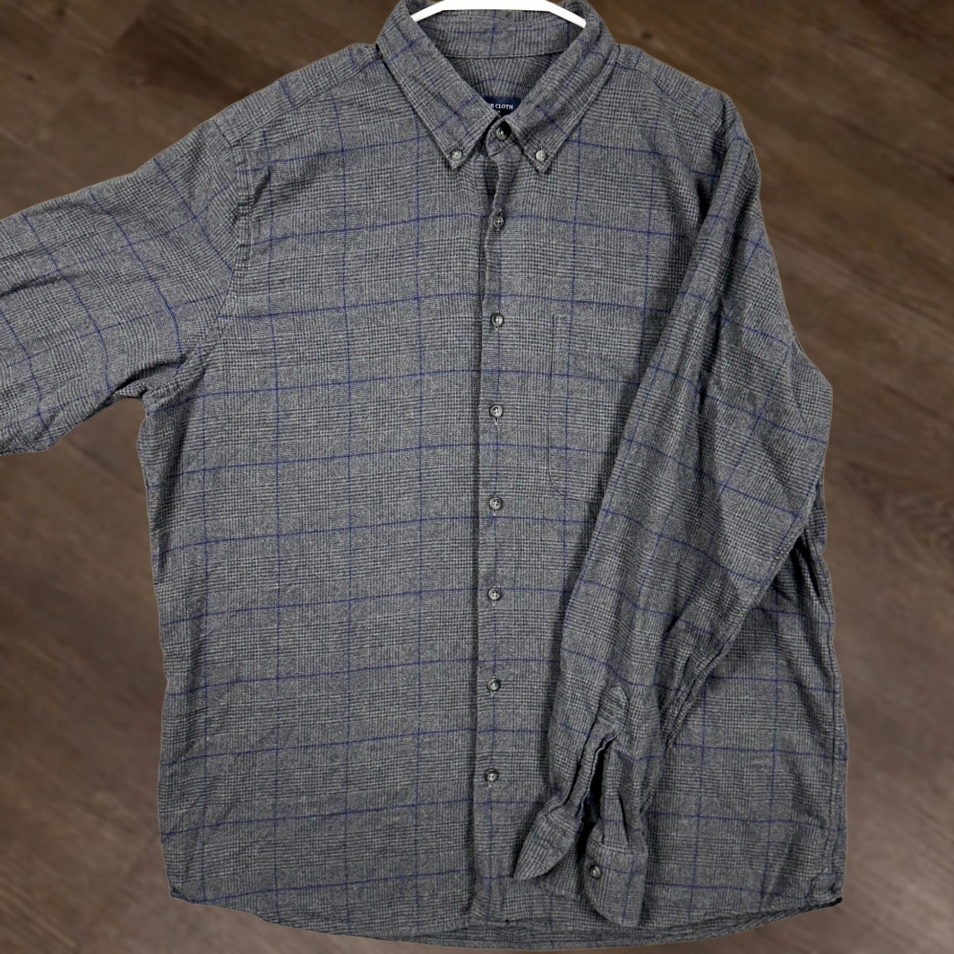 CLOT Prophet Cloth Mens XL Flannel Shirt Long Sleeve Gray Blue Glenn Plaid Pocket Size US XL / EU 56 / 4 - 1 Thumbnail