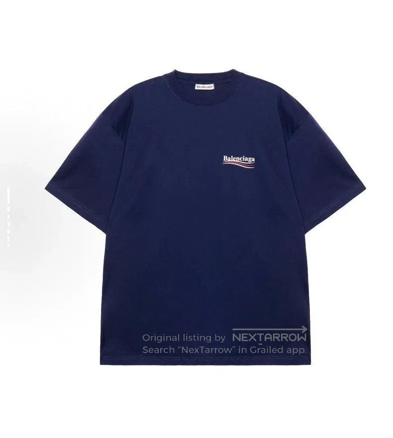 Balenciaga Round Neck Straight Printed Short Sleeve Drop S