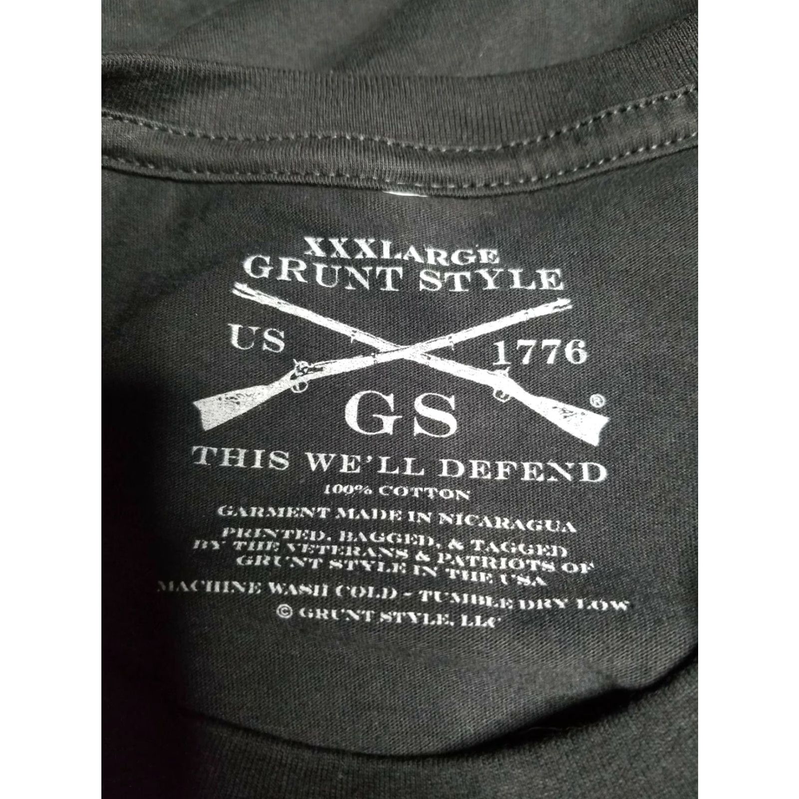 Vintage Grunt Style Mens T-Shirt 3XL Black Cotton Short Sleeve Crew Neck Logo Constitution Patriot American Military 90s? Size US XXL / EU 58 / 5 - 3 Thumbnail