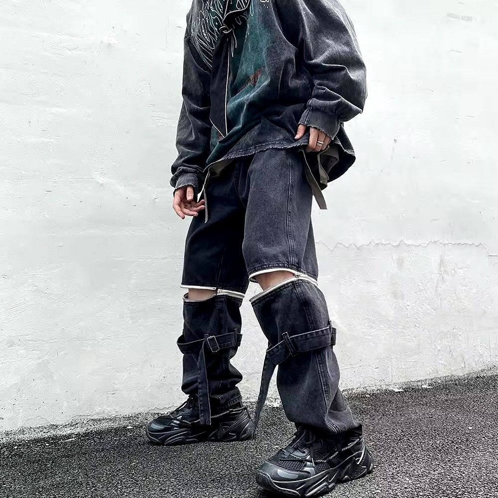 Japanese Brand × Jean Retro Detachable Zipper Wide Leg Design Cargo Pants Size US 30 / EU 46 - 1 Thumbnail