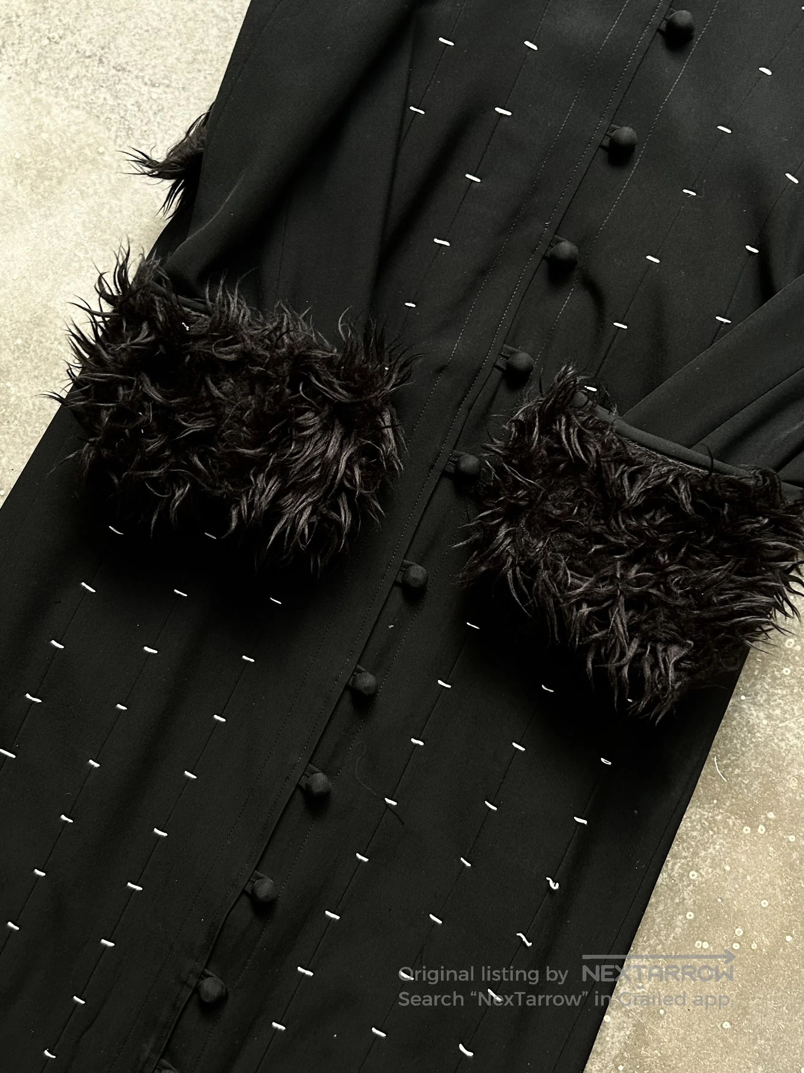 Japanese Brand black gothic wool coat with faux fur. Size M / US 6-8 / IT 42-44 - 5 Thumbnail