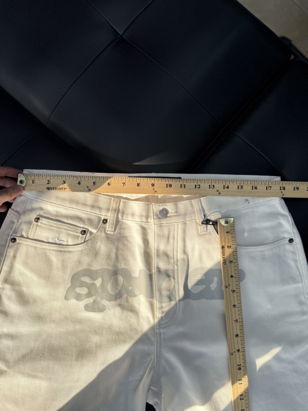 Sp5der Sp5der Jean Shorts White Size 34 (NEW) Size US 34 / EU 50 - 6 Thumbnail