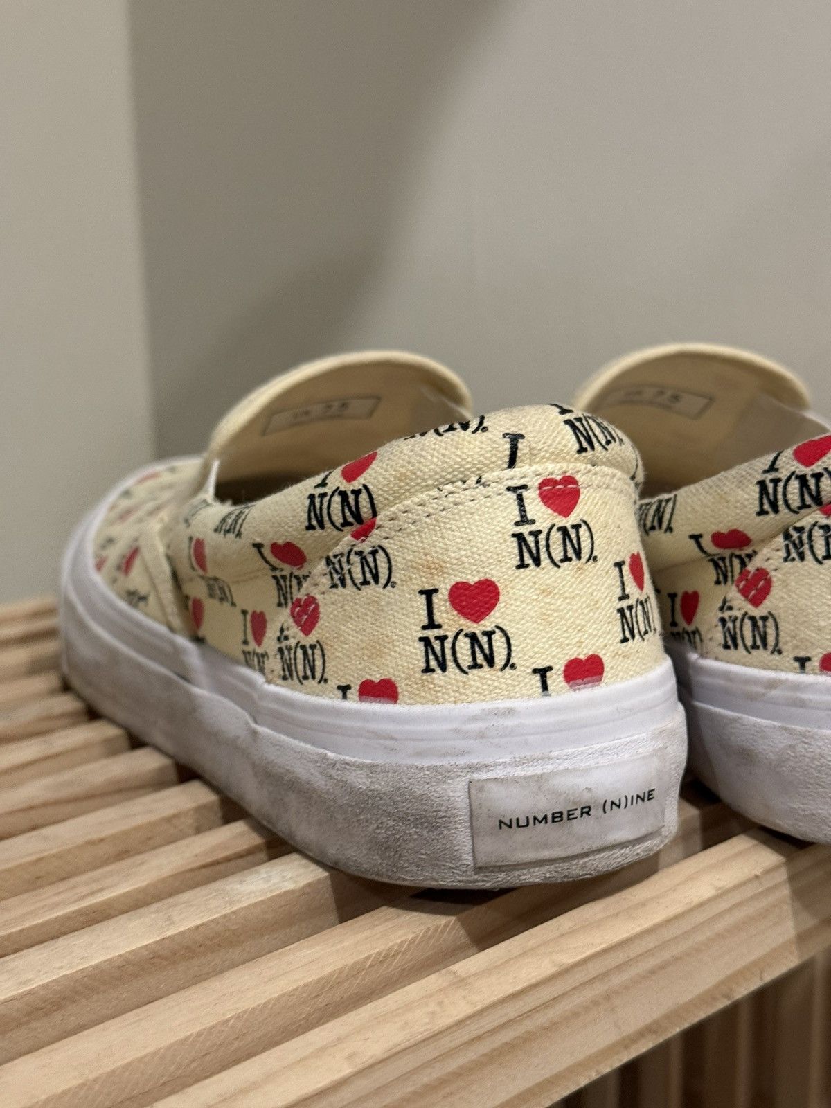 Number (N)ine I❤️N(N) Cream Slip On Sneakers Size US 7.5 / EU 40-41 - 13 Thumbnail