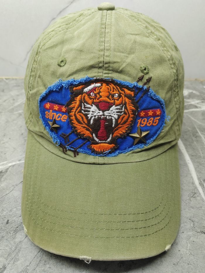 Japanese Brand Vintage Tiger Patch Distressed Style Cap Hat Size ONE SIZE - 2 Thumbnail
