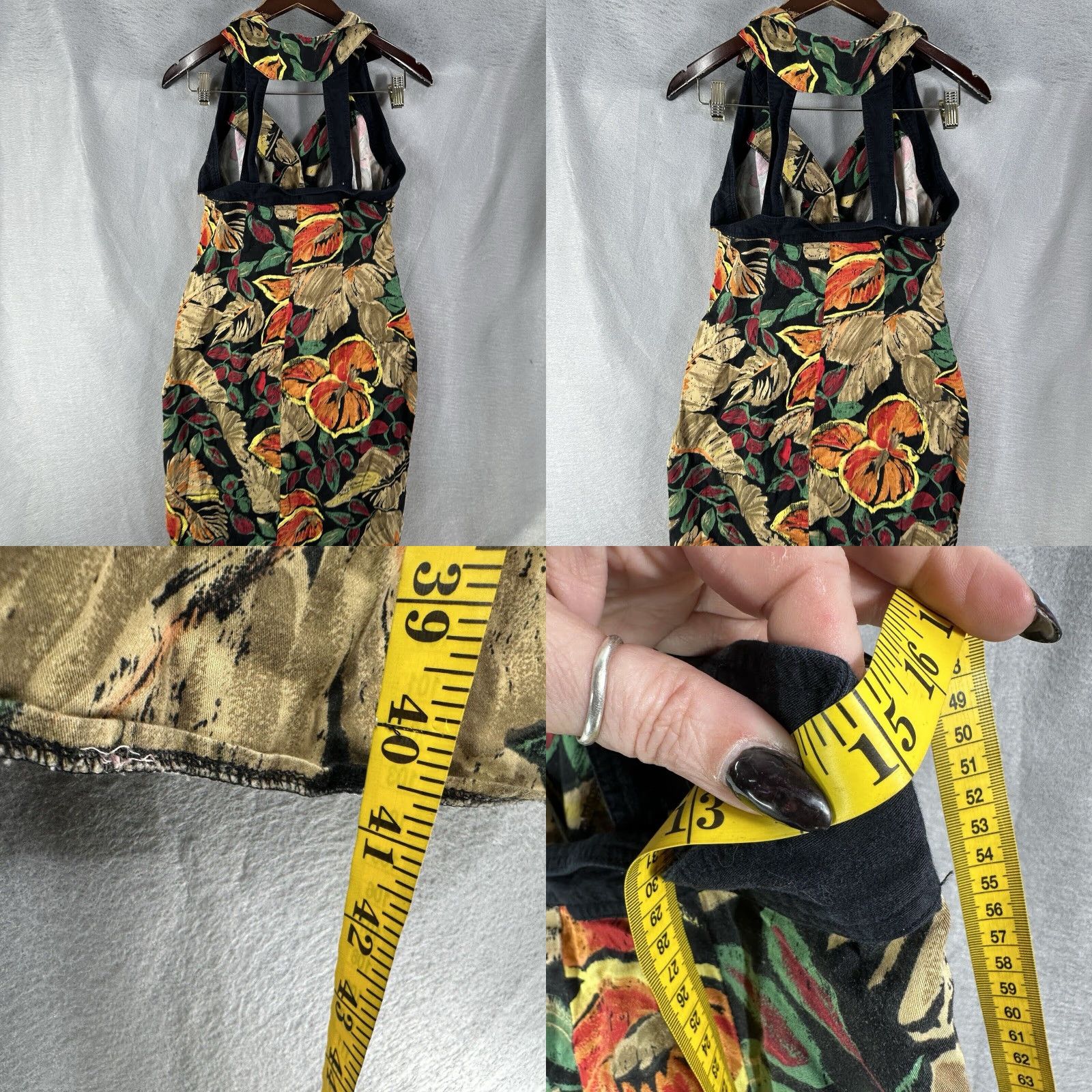 Vintage VINTAGE Barbara Barbara Midi Wrap Dress Womens Medium Floral Black 80s 90s Cottagecore Size M / US 6-8 / IT 42-44 - 8 Thumbnail