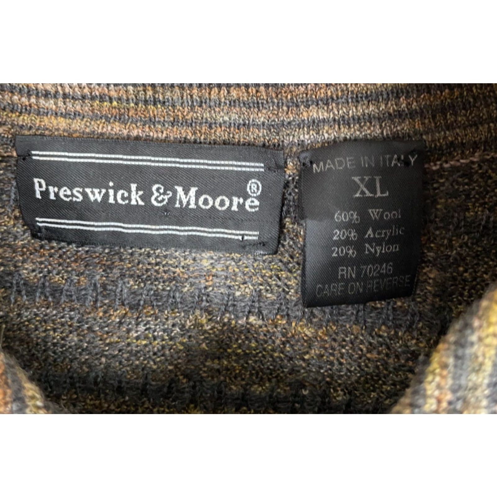 Vintage Preswick & Moore Wool Blend Sweater Men's XL Brown Textured Knit Italy Made Size US XL / EU 56 / 4 - 3 Thumbnail