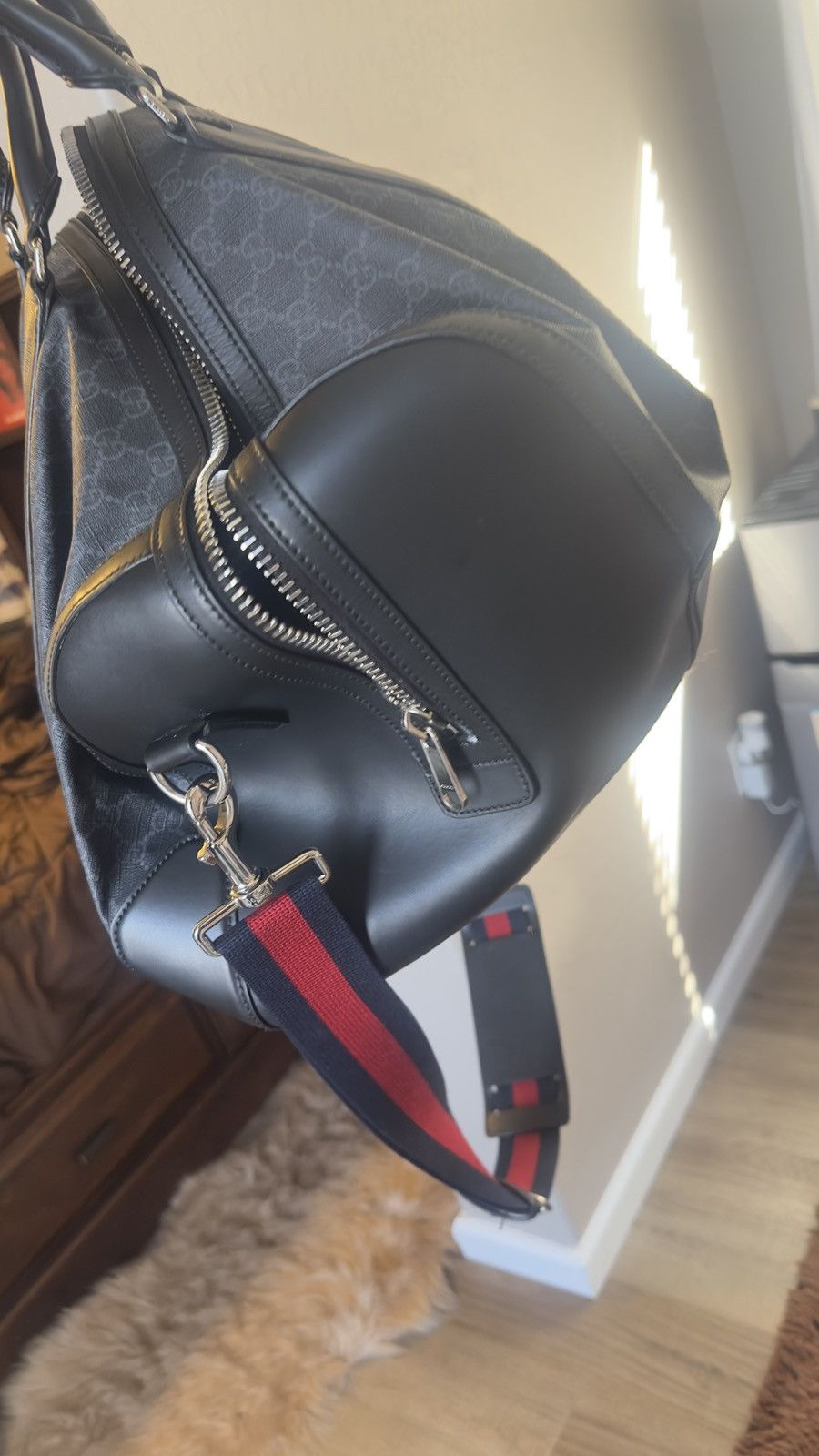 GG Supreme Black Carry On Duffle Bag