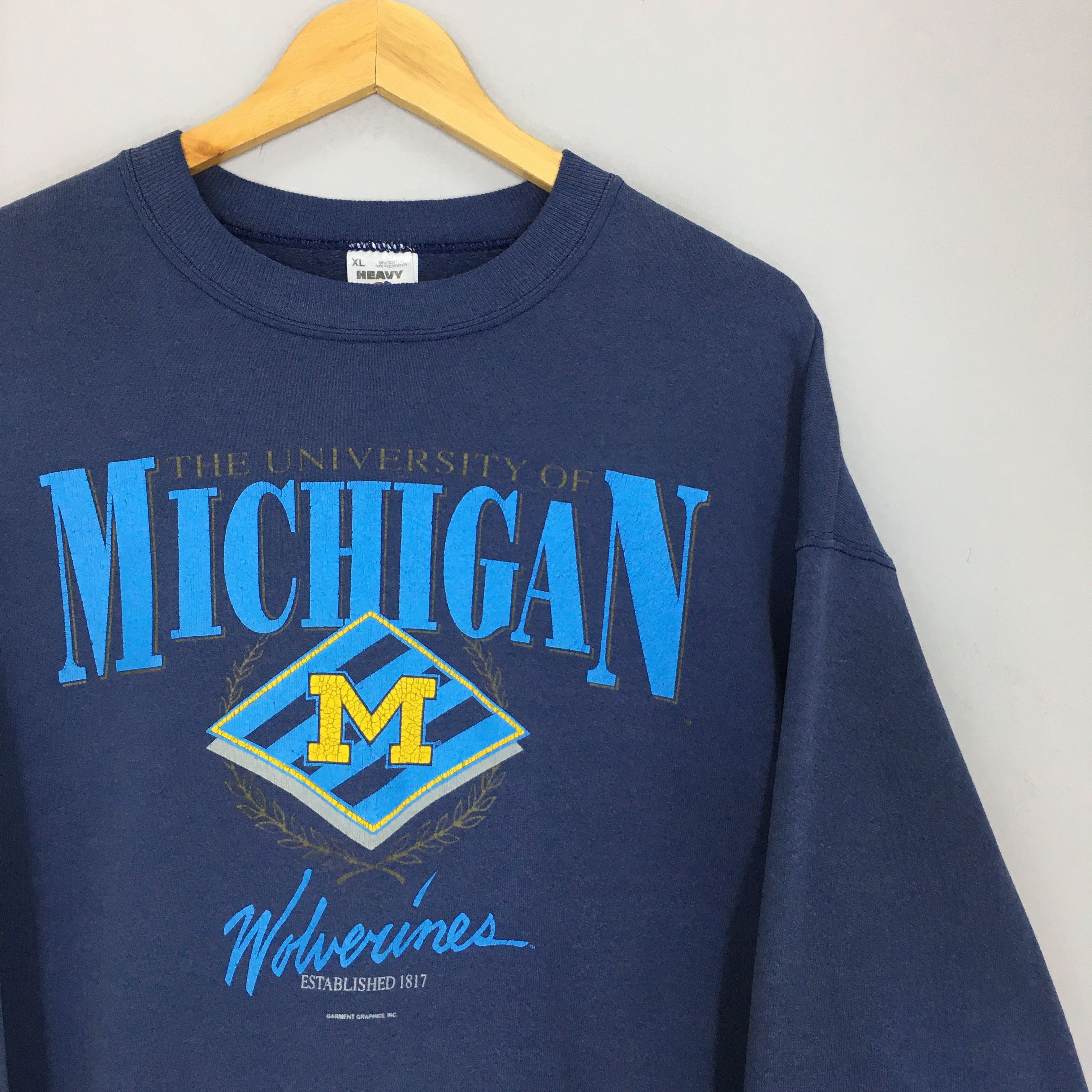 NCAA × Vintage Vintage 90s Michigan Wolverines NCAA Sweatshirt XLarge Size US XL / EU 56 / 4 - 2 Thumbnail
