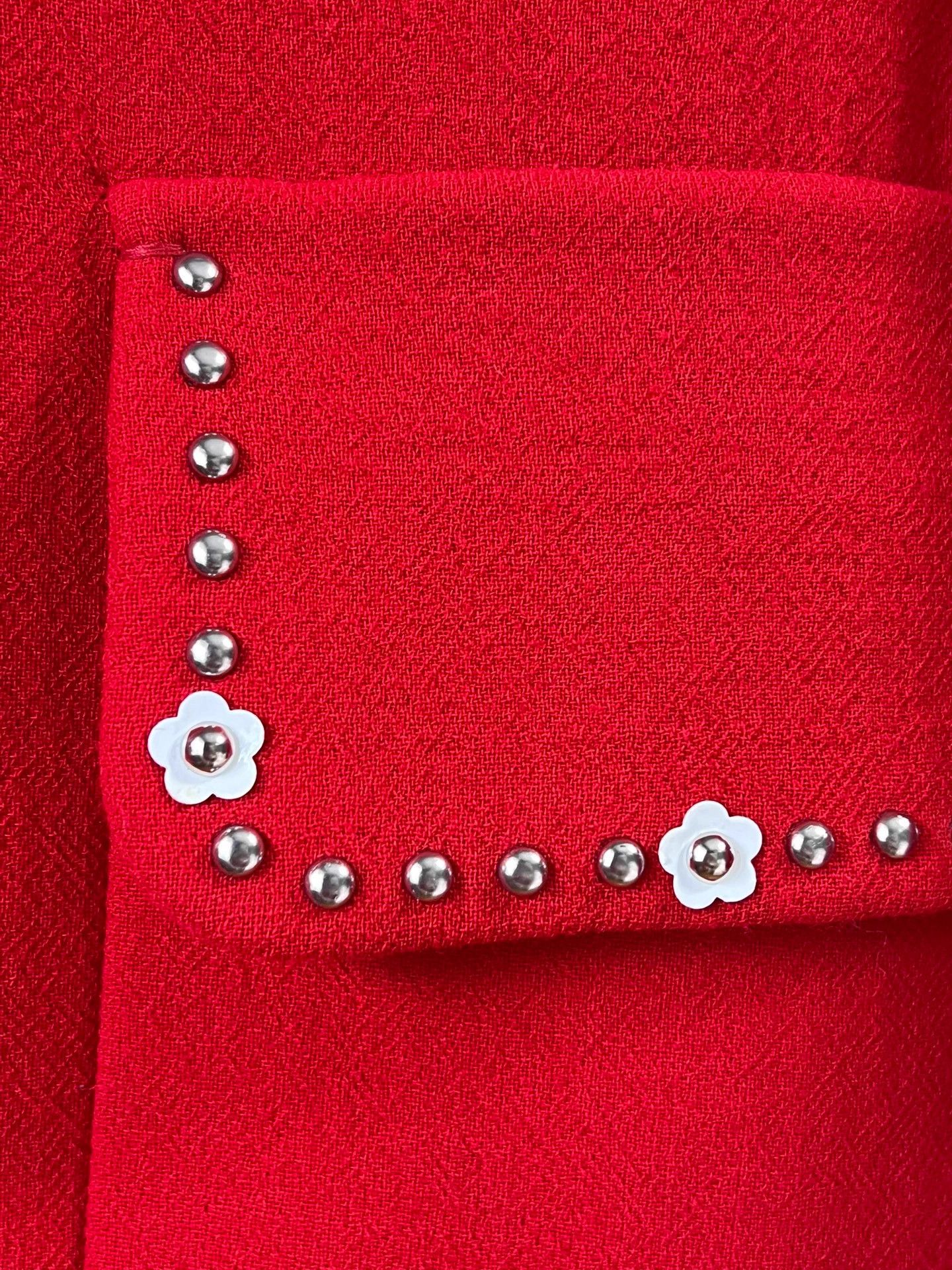 Miu Miu MIU MIU Women's Red Beaded Wool Coat IT 36 Size XS / US 0-2 / IT 36-38 - 4 Thumbnail