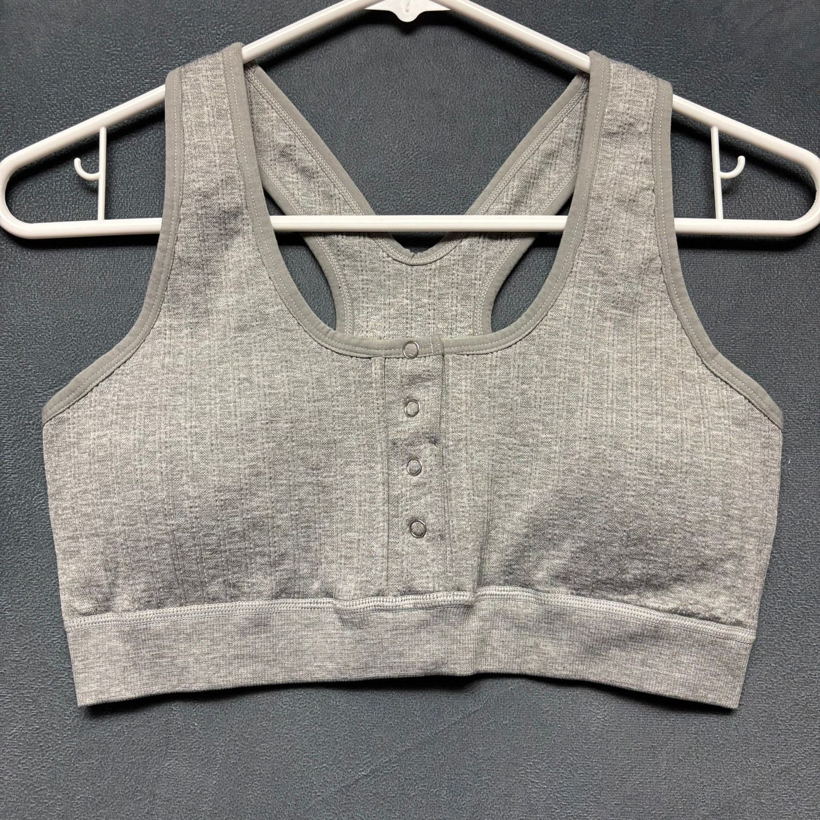 Other BCBG Generation Sports Bra Ribbed Padded Snap Button Gray Size ONE SIZE - 1 Thumbnail