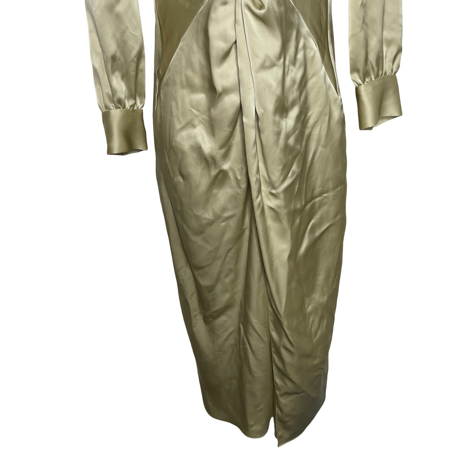 Theory Theory Twist Front Satin Midi Dress in Lime Green sz 00 Size XXS / US 00 / IT 34 - 4 Thumbnail