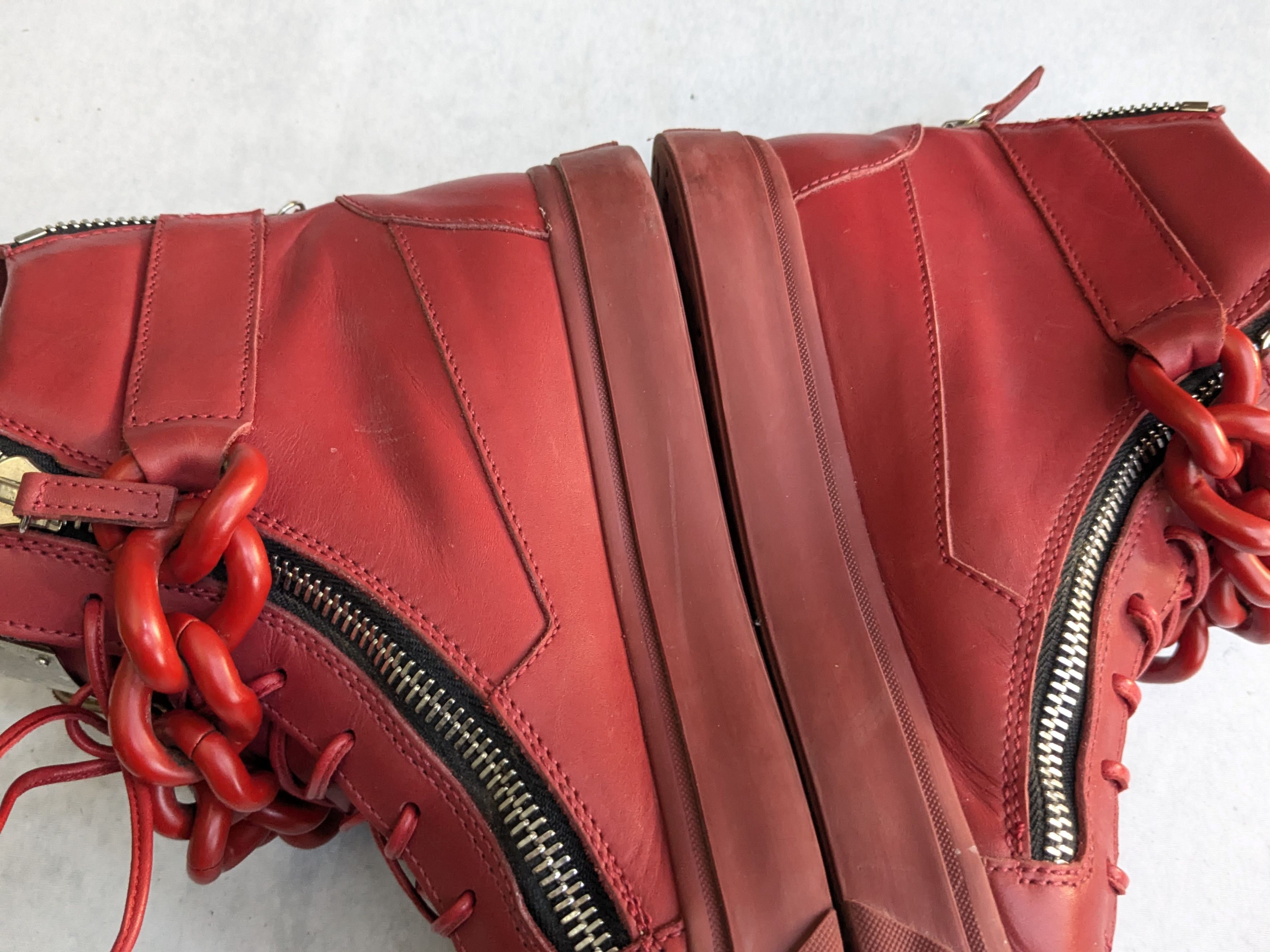 Giuseppe Zanotti Giuseppe Zanotti Chain Sneakers Red 10 43 High Tops Leather Size US 10 / EU 43 - 8 Thumbnail
