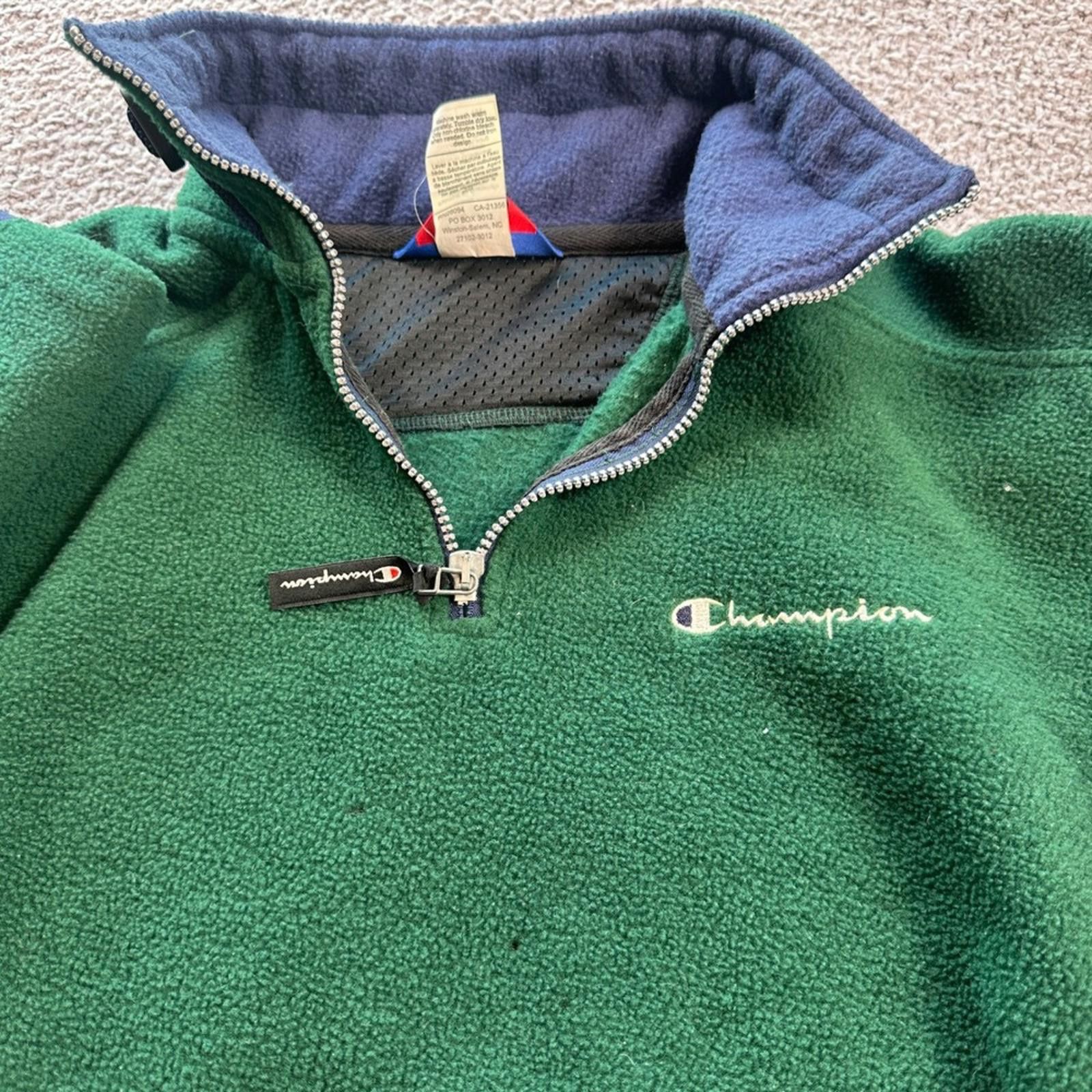 Champion Vintage Champion Green Fleece Quarter Zip Pullover Mens M Size US M / EU 48-50 / 2 - 5 Thumbnail