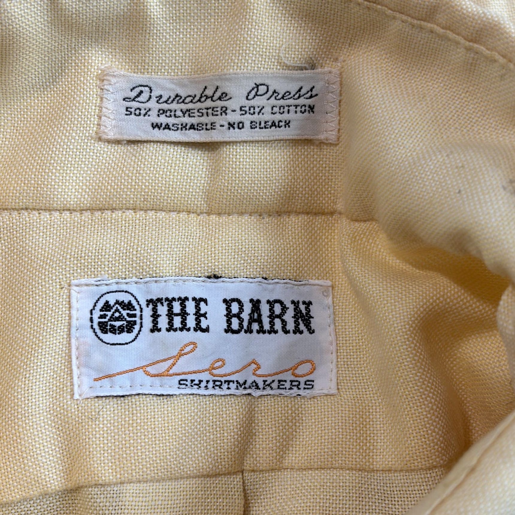VINTAGE Sero The Barn Shirt Mens Large Yellow Short Sleeve Button Down 60s