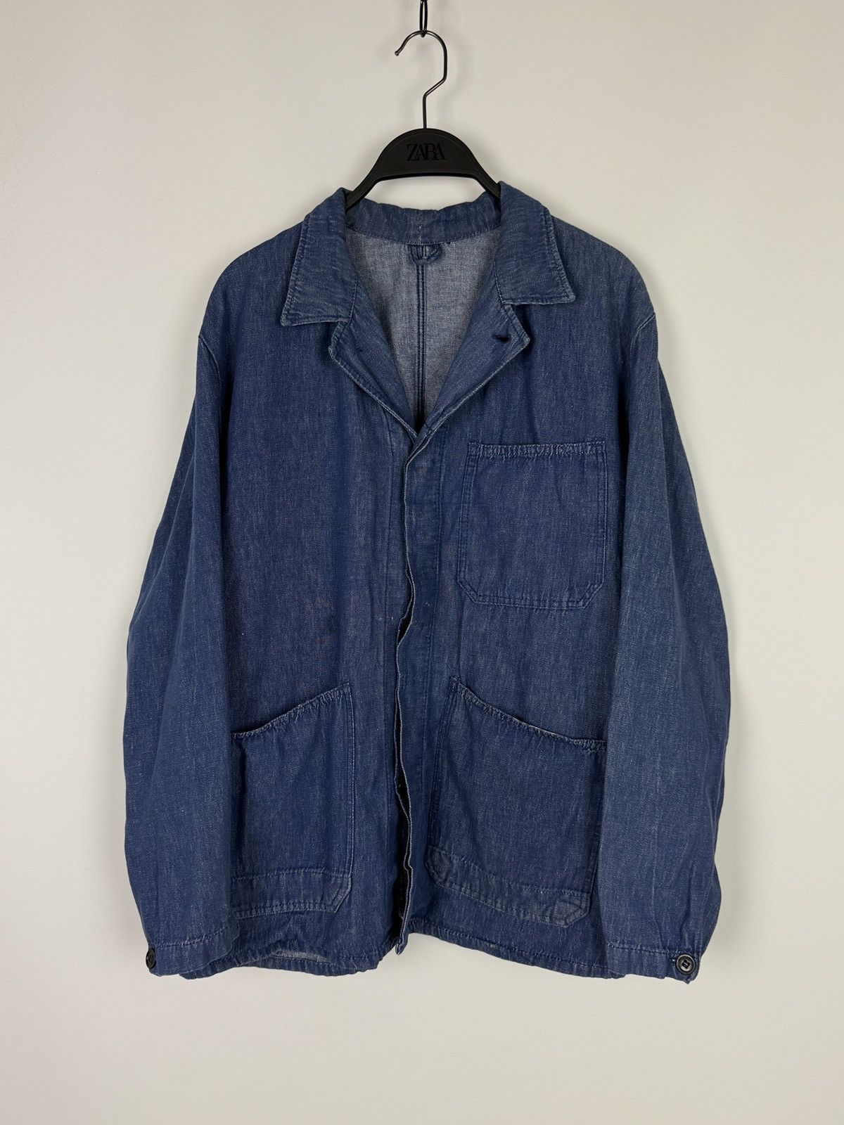 70s 80s Vintage Worker German Denim Work Chore Jacket