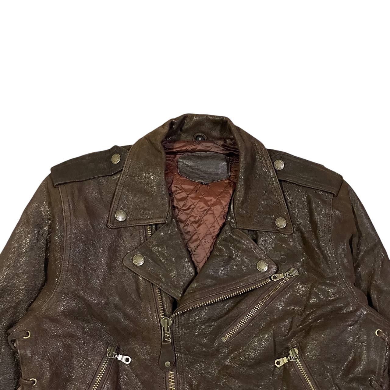 Japanese Brand Vintage Wind Armor Double Collar Leather Motorcycle Jacket Size US M / EU 48-50 / 2 - 2 Thumbnail