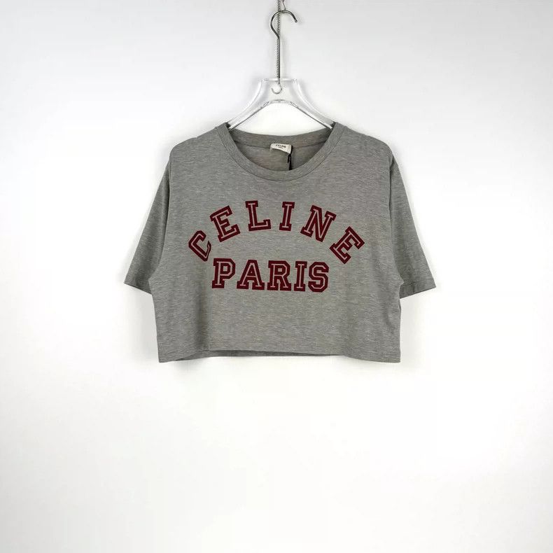 Celine Gray large logo short sleeve T-shirt Size L / US 10 / IT 46 - 3 Thumbnail