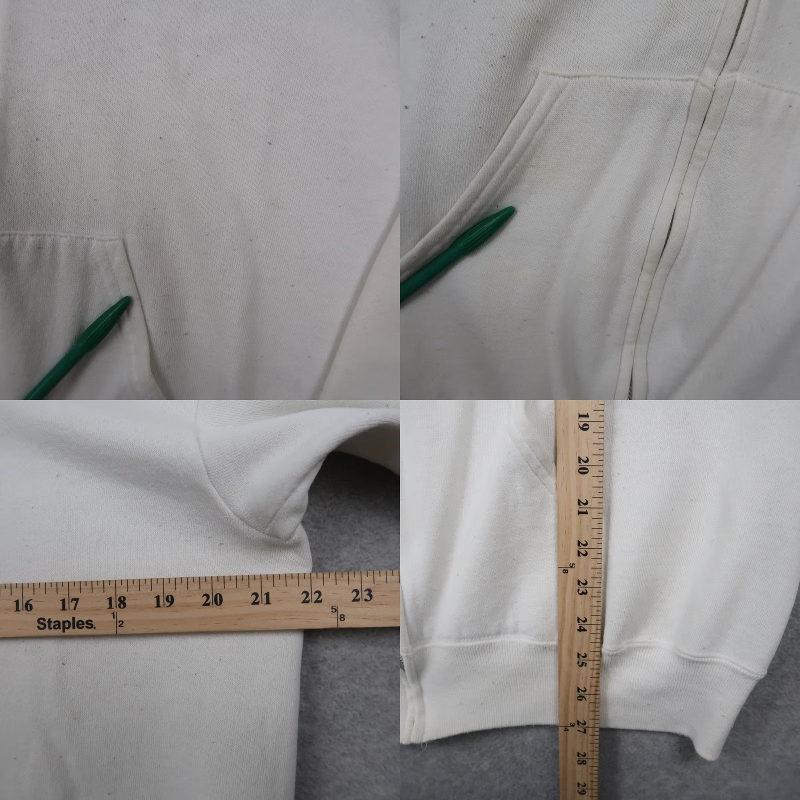 Vintage Vintage 80s Full Zip Hoodie Mens L White Sweatshirt USA Made Size US L / EU 52-54 / 3 - 9 Thumbnail