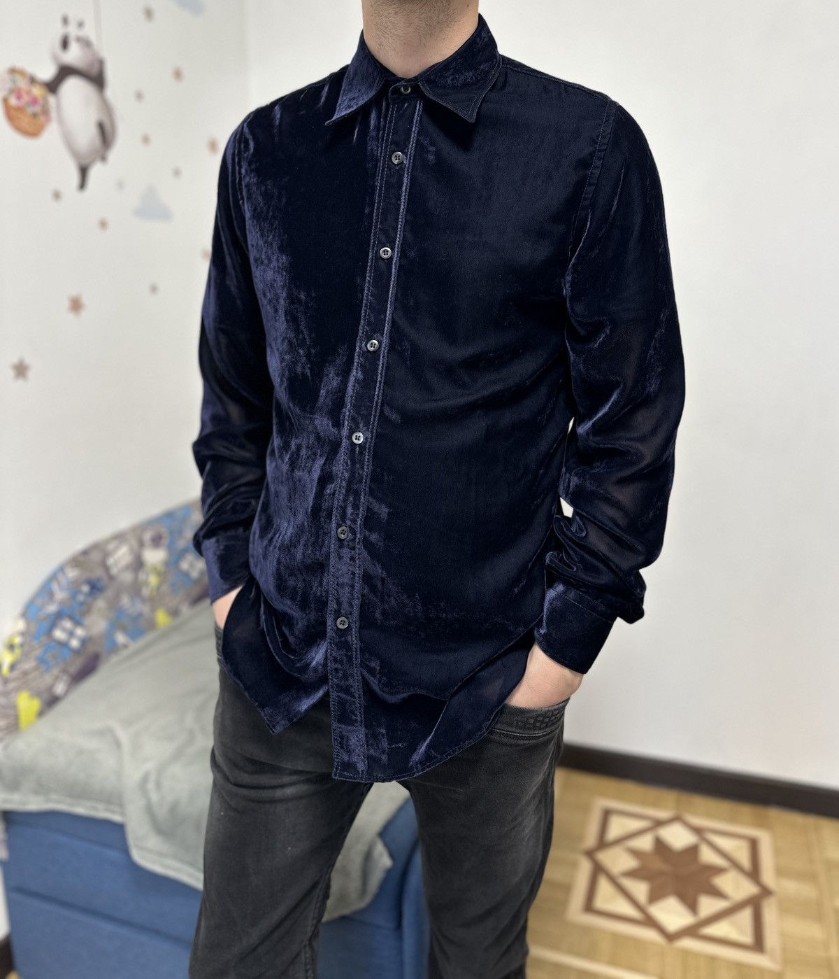 Prada Prada Navy Viscose Blend Button Up Shirt Size US M / EU 48-50 / 2 - 13 Thumbnail