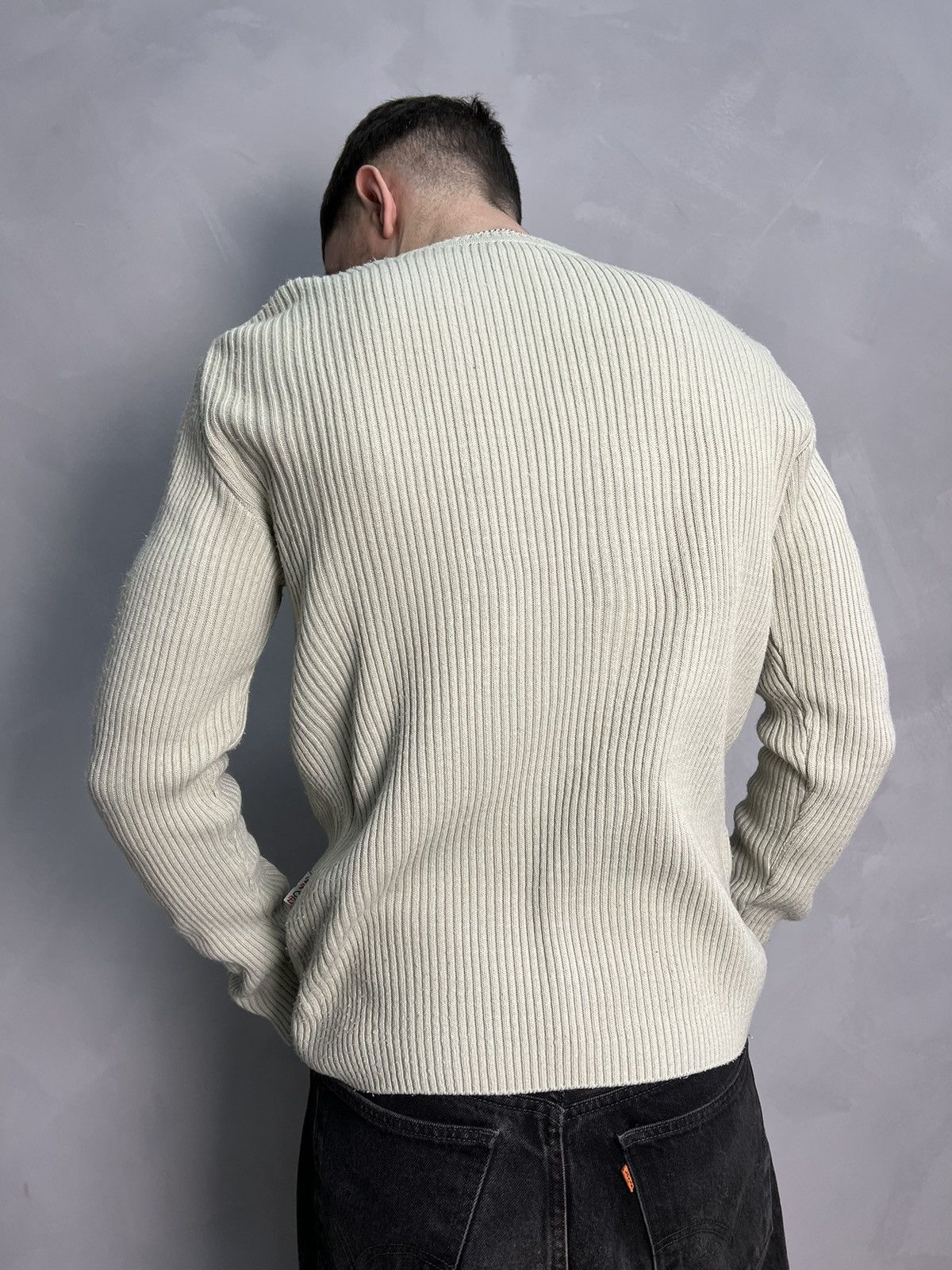 20471120 × Diesel VINTAGE ARCHIVE Y2K STRIPED DISTRESSED DRAGON DIESEL SWEATER Size US M / EU 48-50 / 2 - 12 Thumbnail
