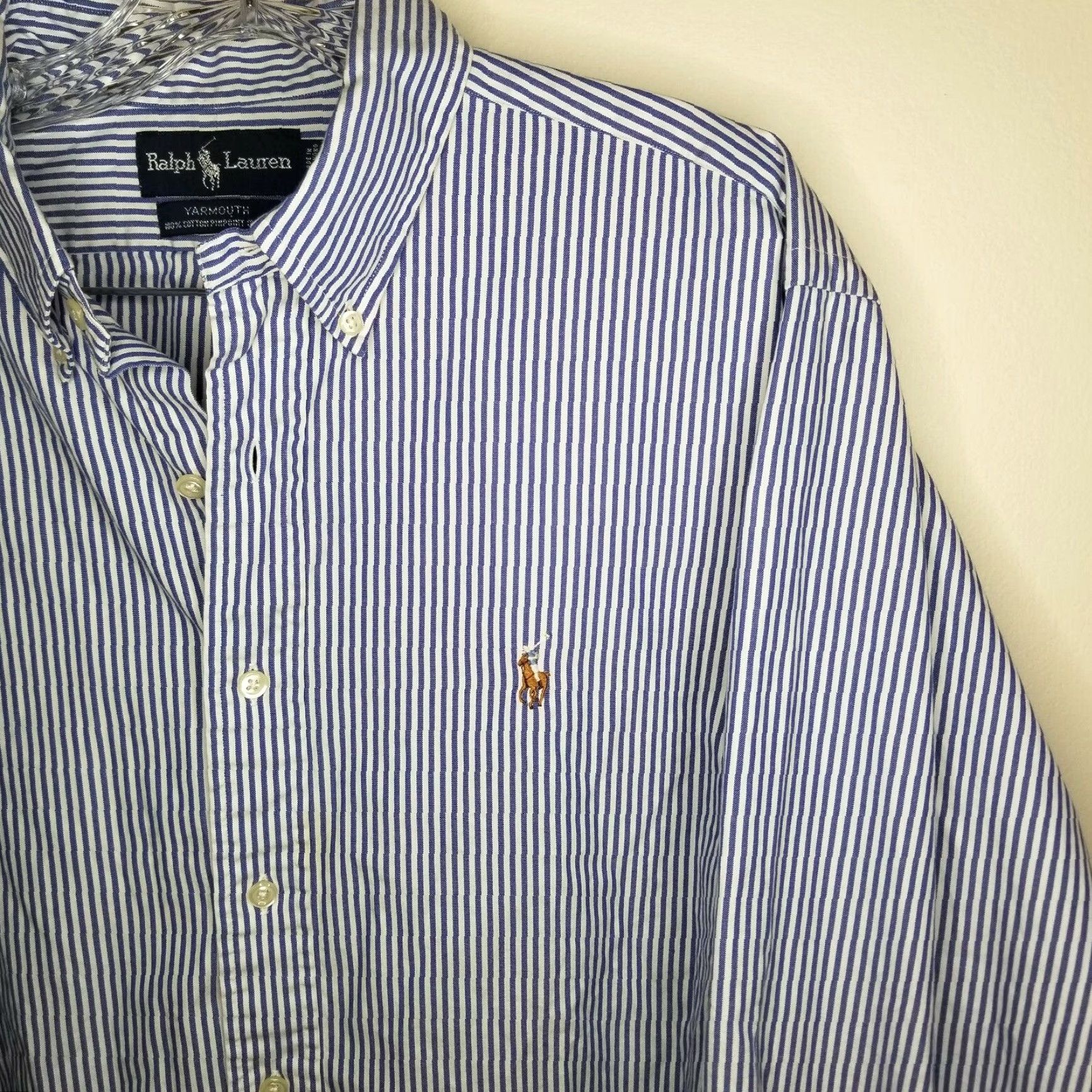 Ralph Lauren RALPH LAUREN Striped Button-Up Shirt Mens Long Sleeve Size 16 Blue White Colorful Size US L / EU 52-54 / 3 - 2 Thumbnail