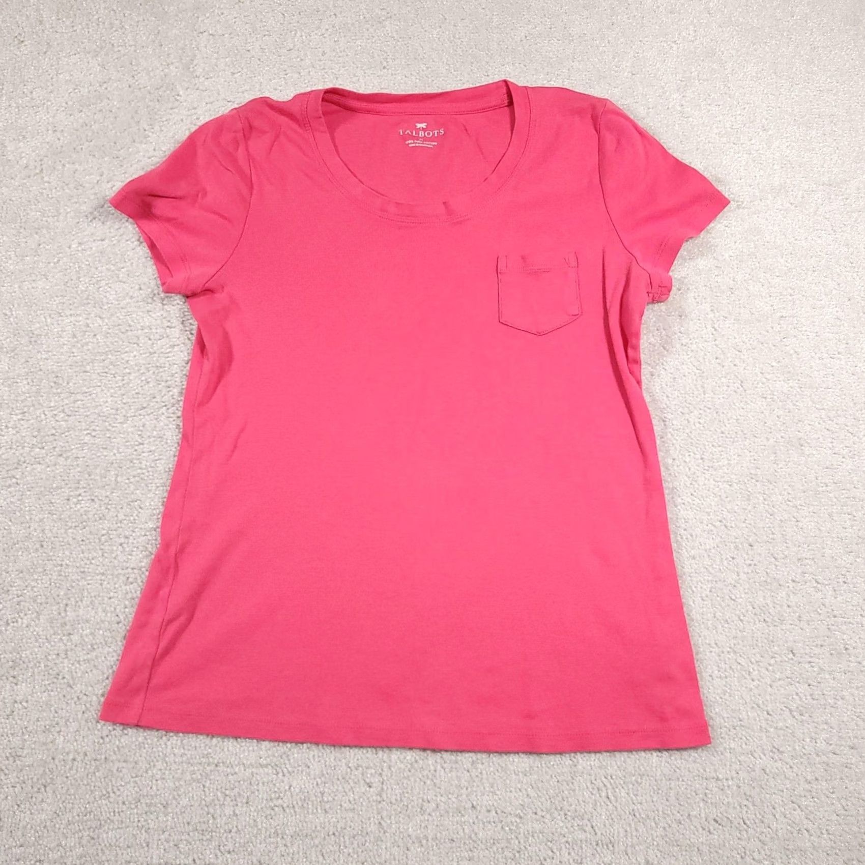 Talbots Talbots Shirt Womens Medium Pink Pocket Crewneck Tee Short Sleeve Pima Cotton Size M / US 6-8 / IT 42-44 - 2 Thumbnail