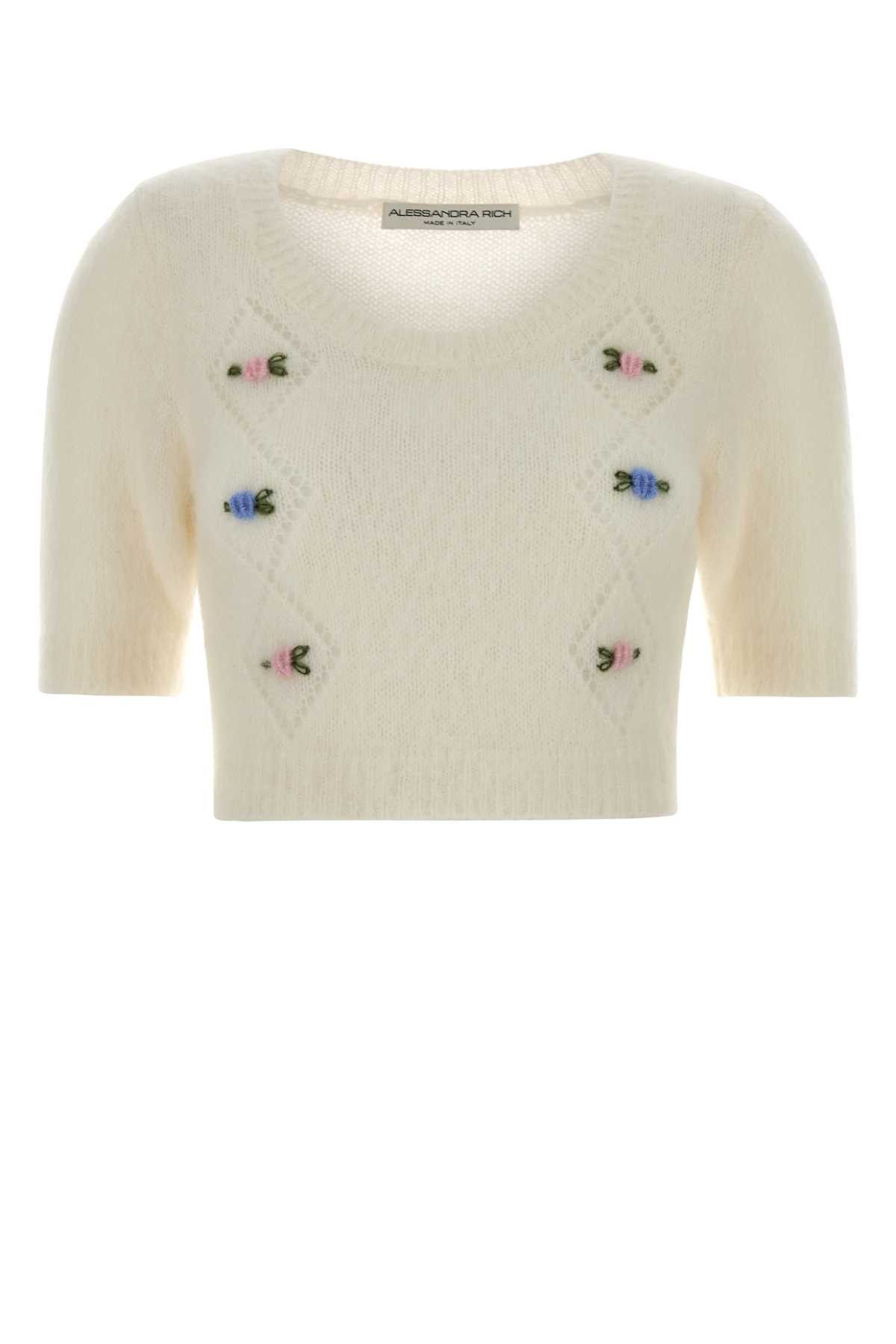 Alessandra Rich Ivory Mohair Blend Sweater Size S / US 4 / IT 40 - 1 Thumbnail