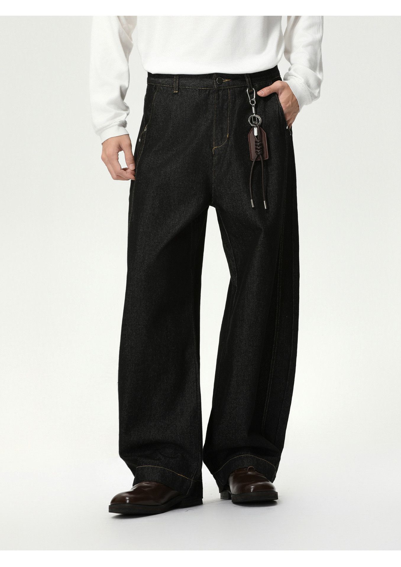 Japanese Brand Men's American Retro Wide-Leg Casual Curved Jeans Size US 32 / EU 48 - 3 Thumbnail