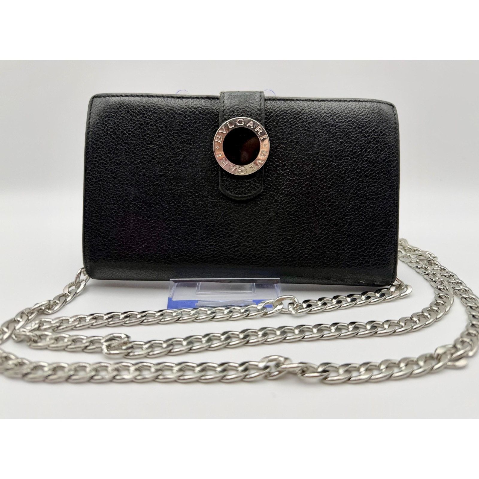 Bvlgari BVLGARI Black Leather Chain Wallet | Red Interior | Bulgari Size ONE SIZE - 1 Thumbnail