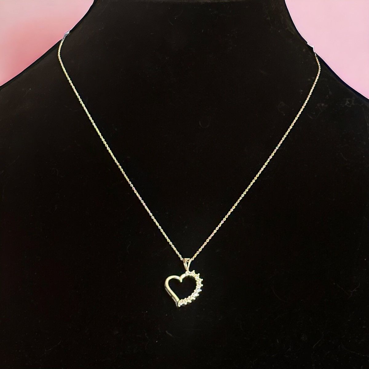 Vintage Vintage 925 silver rhinestone heart pendant necklace Size ONE SIZE - 1 Thumbnail