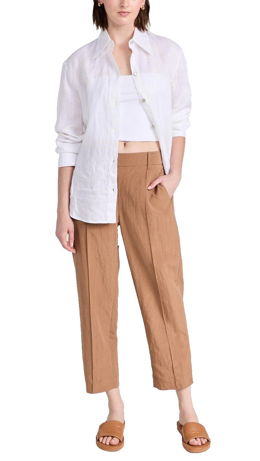 Vince Vince Medium White Long Sleeve Button Up Shirt Linen Blouse Size M / US 6-8 / IT 42-44 - 1 Thumbnail