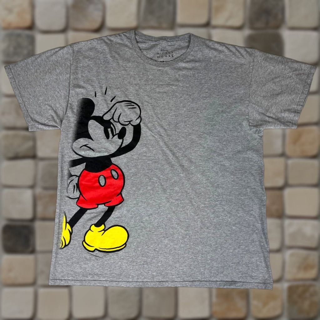 Disney Disney Men's Mickey Mouse T-Shirt XL Gr ay Crew Neck Short Sleeve Cotton-Poly Blend Size US XL / EU 56 / 4 - 1 Thumbnail