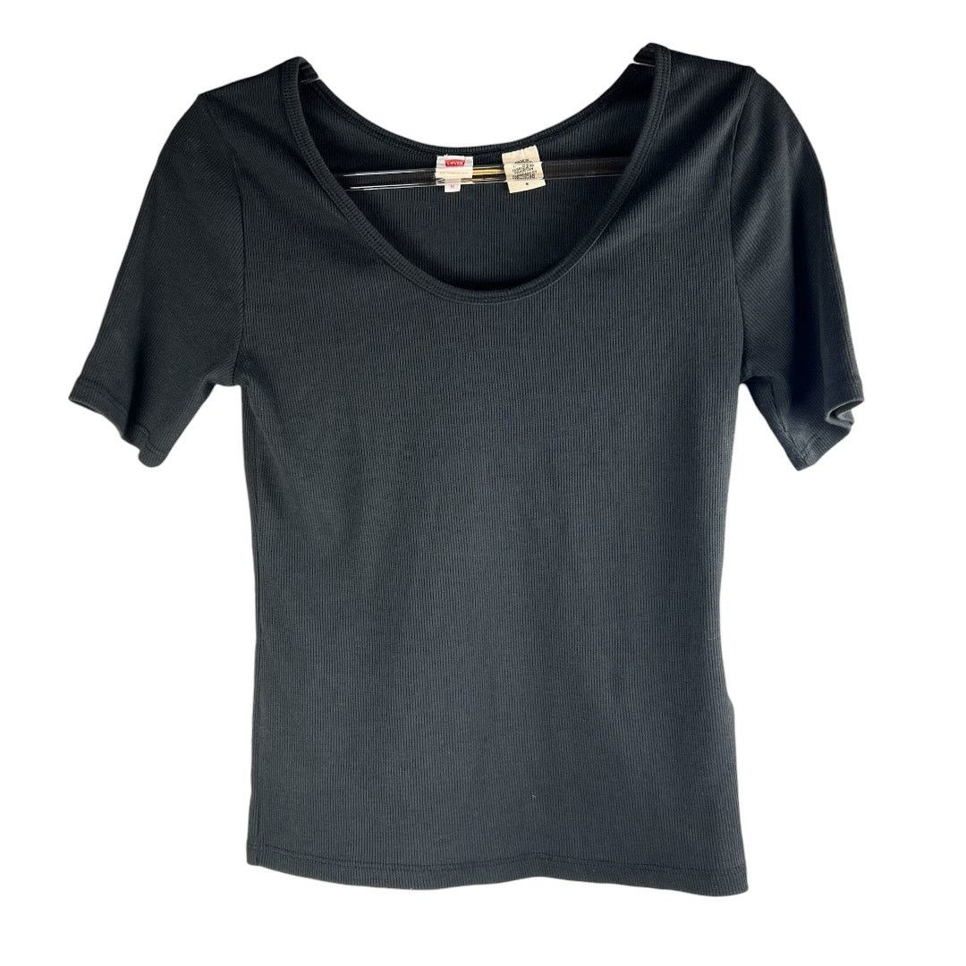Levi's Levi’s Ribbed Black Scoop Neck Top Size M Stretch Fitted Tee Size M / US 6-8 / IT 42-44 - 1 Thumbnail