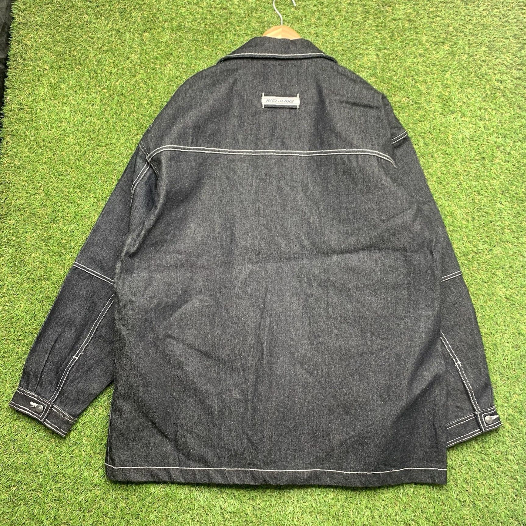 Vintage Big HiCL Revolution Jeanswear Jacket Mens XL Black Dark Wash Denim Button Front NWT Size US 36 / EU 52 - 2 Thumbnail