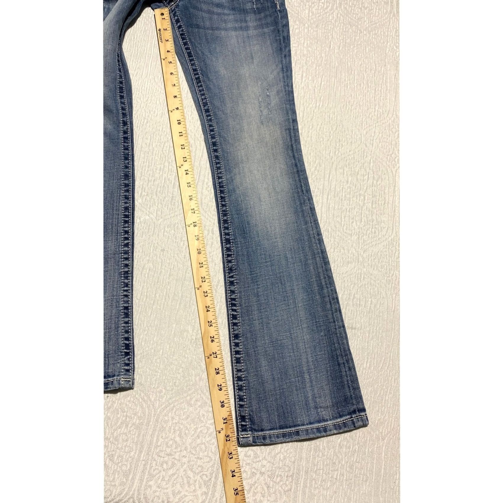 Miss Me Miss Me Relaxed Boot Jeans Blue 27 5-Pocket Denim Rhinestone Embellished Distressed Bootcut Y2K Bling Women Mens Size 27" / US 4 / IT 40 - 7 Thumbnail