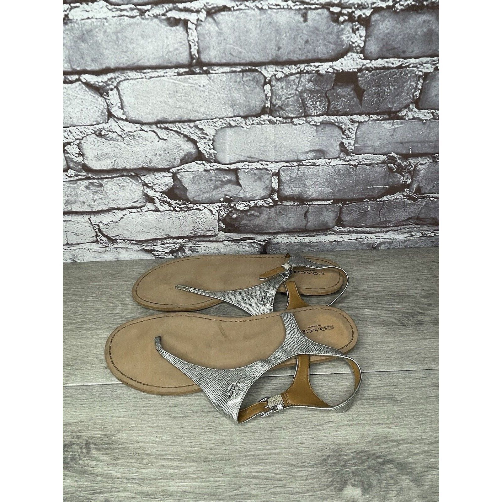 Coach Coach Cheyanne Silver Leather Thong Strap Flats Sandals Wome Size US 9.5 / IT 39.5 - 13 Thumbnail