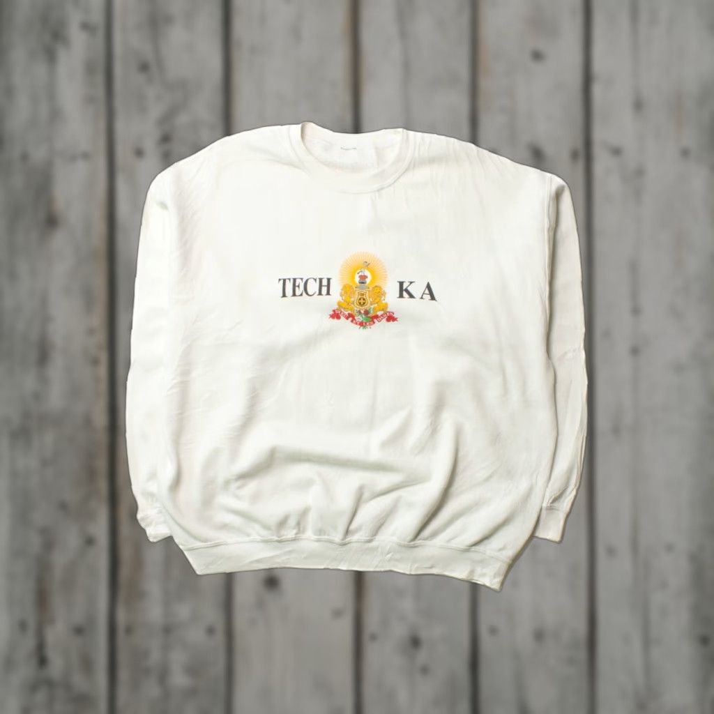 X-LARGE VINTAGE Tech KA Sweatshirt XX-Large White Retro Crewneck Unisex Adults Sweatshirts Pullover 80s 90s Ragstock Size US XXL / EU 58 / 5 - 1 Thumbnail