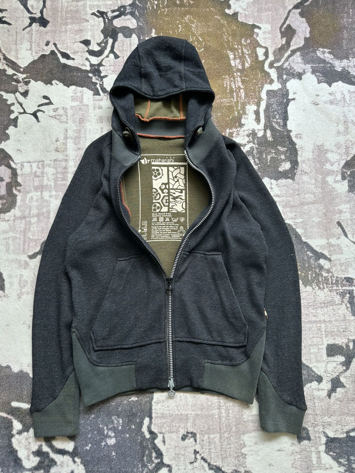 AW99/00 Maharishi duo faced knit zipper hoodie