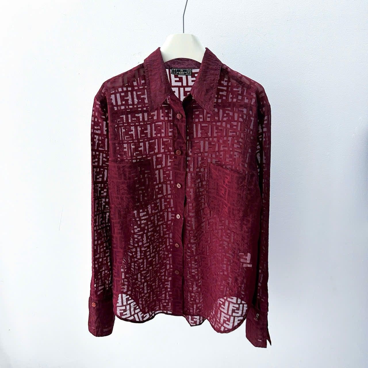 Fendi 1980s Fendi Zucca See Throught Blouse Size L / US 10 / IT 46 - 1 Thumbnail