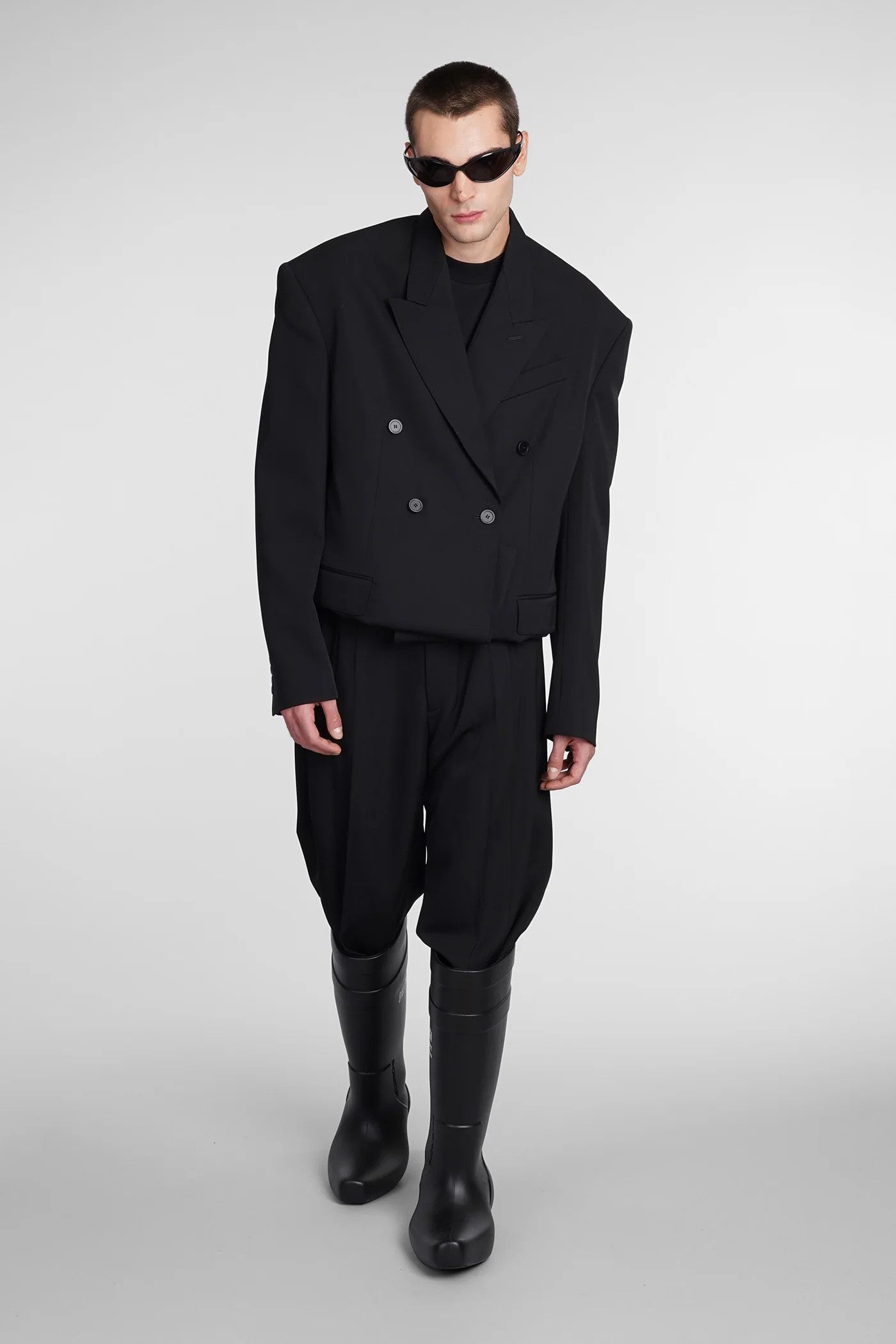 Balenciaga o1tr1nto1125 Folded Tailored Jacket in Black Size US L / EU 52-54 / 3 - 2 Thumbnail