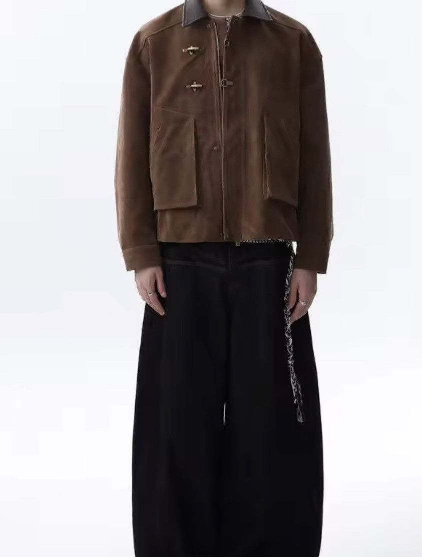 Japanese Brand Suede-Effect PU Leather Trucker Jacket – Boxy Minimalist Size US XXL / EU 58 / 5 - 5 Thumbnail