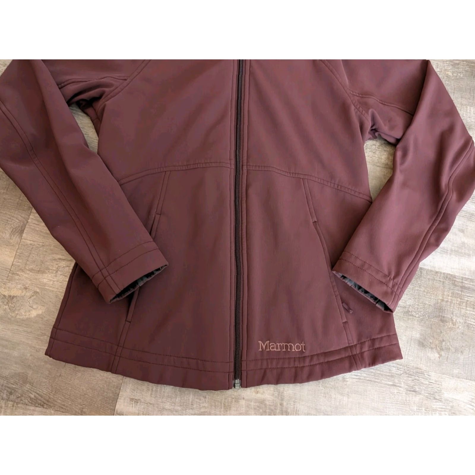 Marmot MARMOT Women's Small Maroon Zip Up Faux Fur Hooded Light Winter Jacket Coat Size S / US 4 / IT 40 - 2 Thumbnail