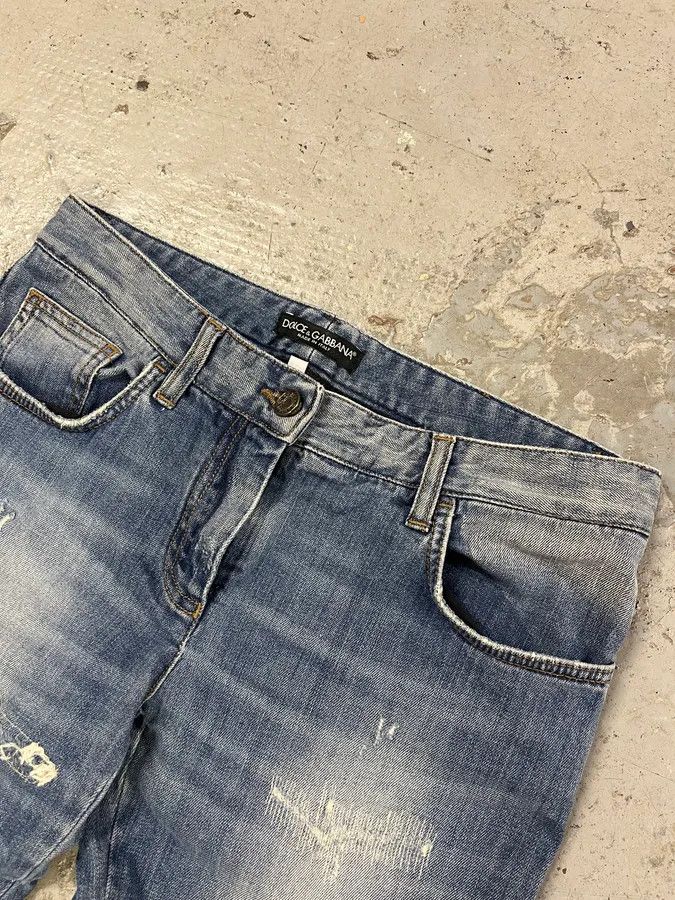 Designer × Dolce & Gabbana × Vintage 2000s Dolce & Gabbana Blue Distressed Denim Jeans Size 26" / US 2 / IT 38 - 2 Thumbnail
