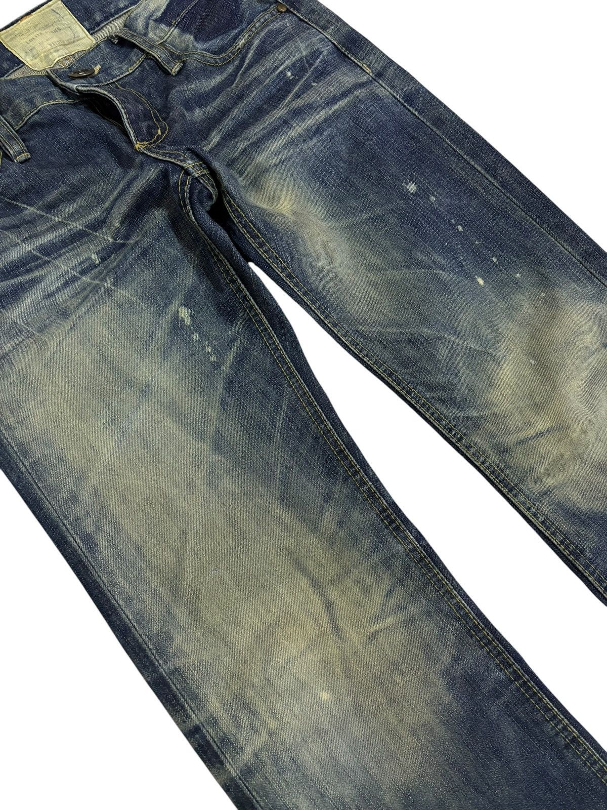 Japanese Brand × Vintage Vintage Lolita Faded Mud Washed Paint Slash Jeans Size 31" - 3 Thumbnail
