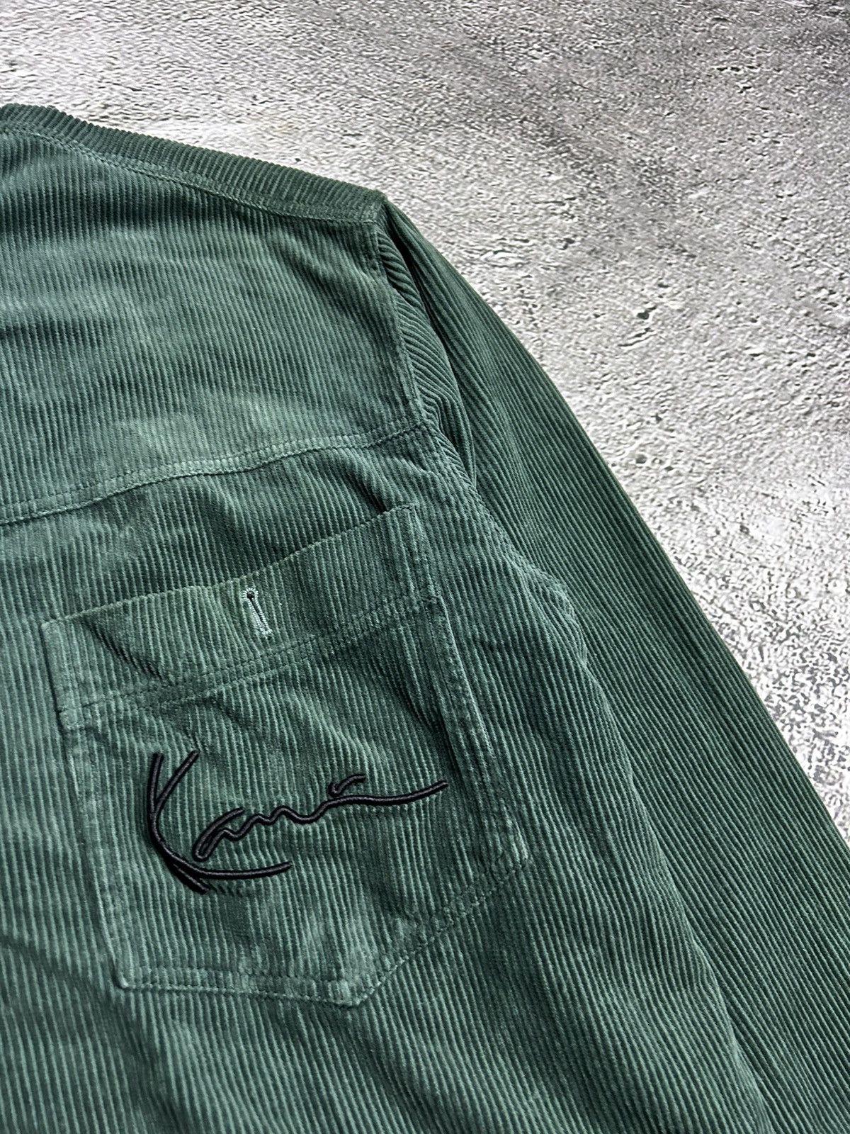 Karl Kani × Vintage Karl Kani vintage corduroy shirt green big logo spell out Size US XL / EU 56 / 4 - 2 Thumbnail