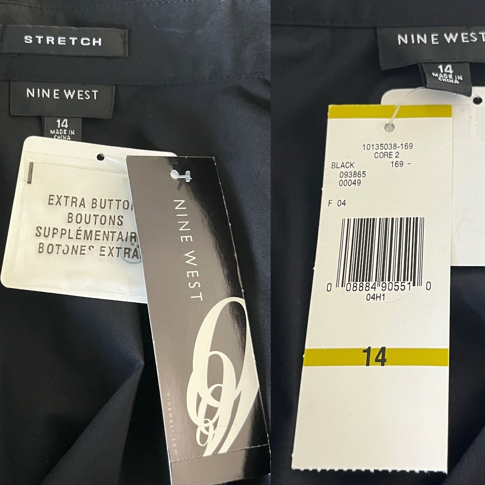 Nine West Nine West Black Button Down 14 Ruched Gathering V-Neck New Size XL / US 12-14 / IT 48-50 - 7 Thumbnail