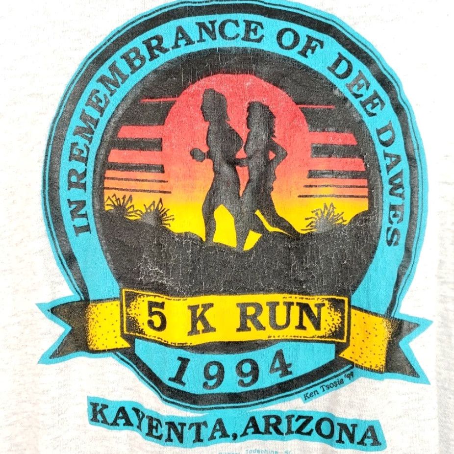 Jerzees VINTAGE Kayenta Arizona 5K T Shirt Mens XL Gray 50/50 Made In USA Jerzees 90s 1994 Dee Dawes Running Race Design Size US XL / EU 56 / 4 - 3 Thumbnail