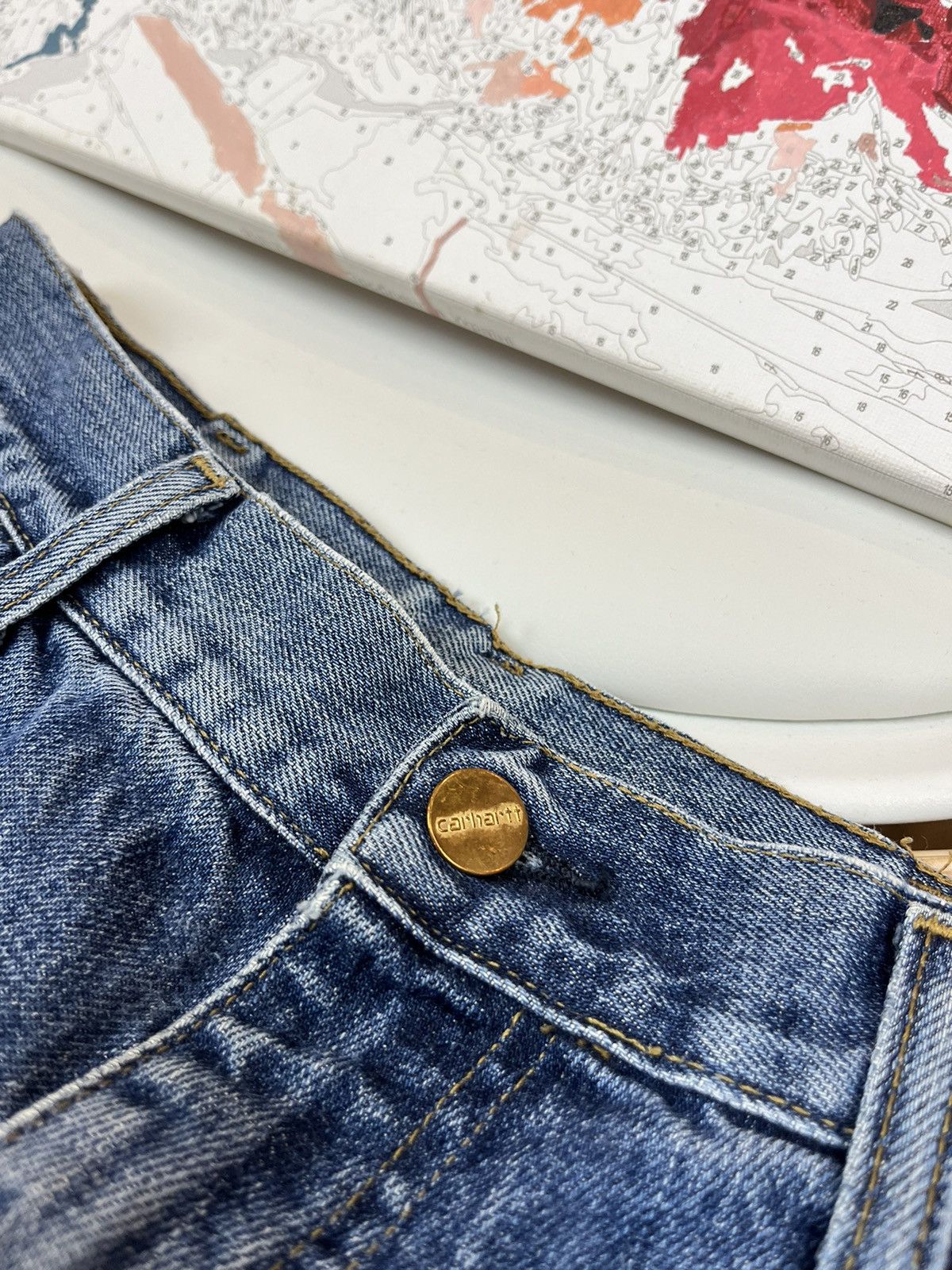 Carhartt × Vintage Crazy Vintage Carhartt Denim Dungaree Carpentar Work Pants Size US 32 / EU 48 - 9 Thumbnail
