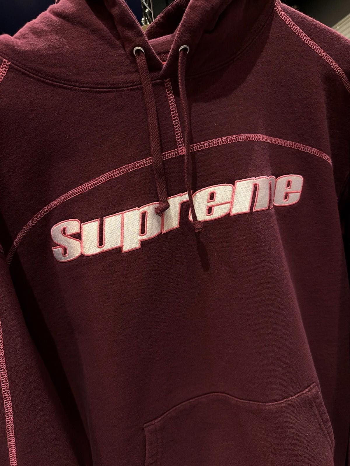 Supreme Size Large Supreme Overlock Hooded Sweatshirt Burgundy NEW Size US L / EU 52-54 / 3 - 5 Thumbnail
