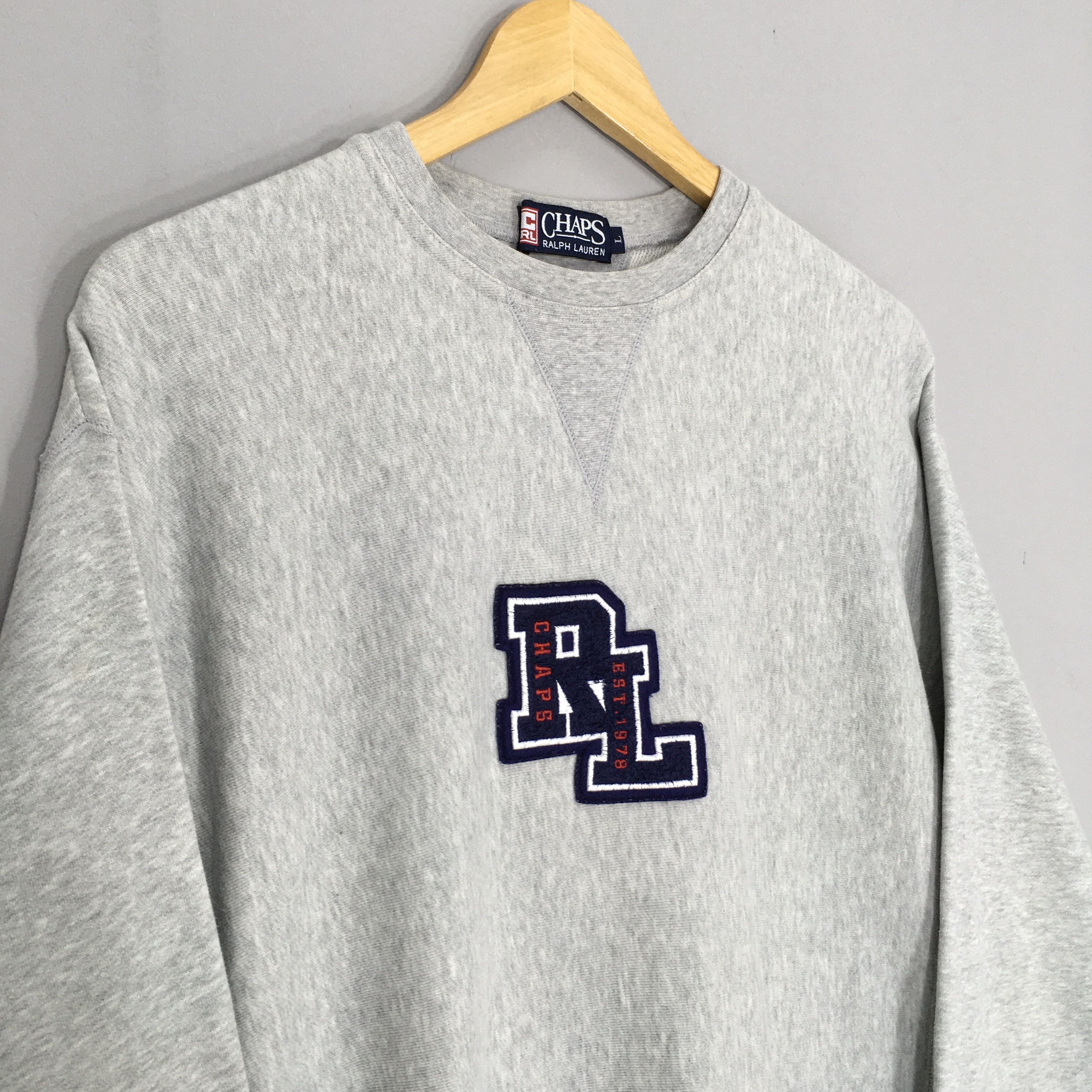 Chaps Ralph Lauren × Polo Ralph Lauren × Ralph Lauren Vintage 90s Chaps Ralph Lauren Gray Sweatshirt Large Size US L / EU 52-54 / 3 - 3 Thumbnail